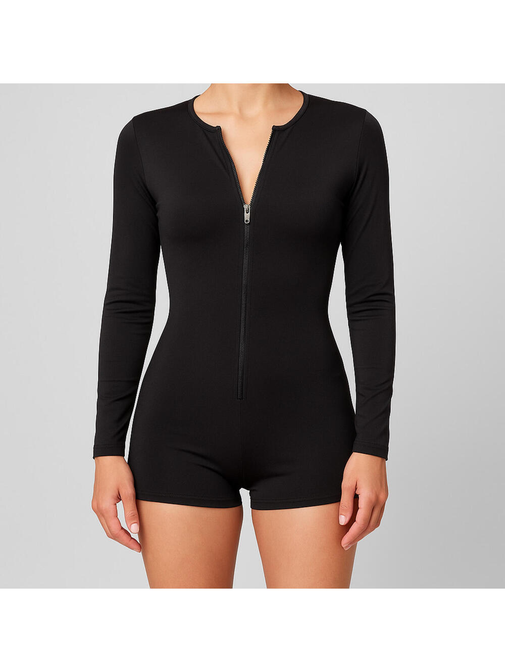 Spirit Halloween Zip-Up Romper – Adult Women’s Bodysuit Costume (Black) – Size L